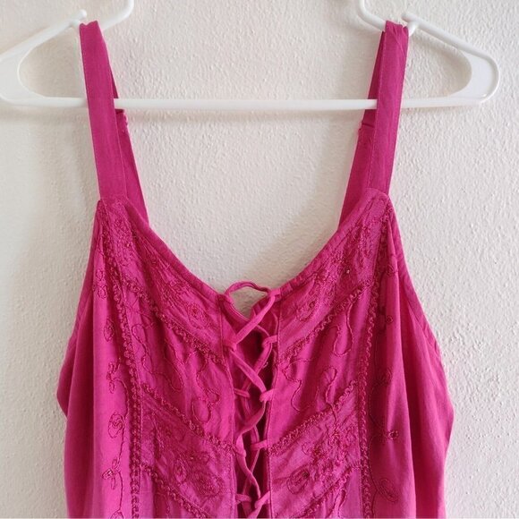 NWT Vintage L.S.I. Beaded Embroidered Tie Dye Corset Tank 2X Ombre Y2K Fairycore - Picture 3 of 11